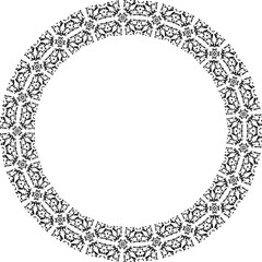 Round frame with abstract shapes pattern. Vector illustration isolated on white background.