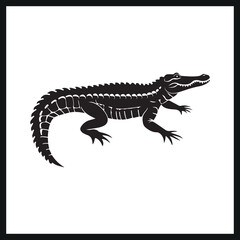 Naklejka premium Crocodile alligator silhouette black and white clipart