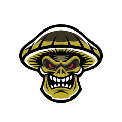 Face of evil mushroom monster.vector illustration on white background
