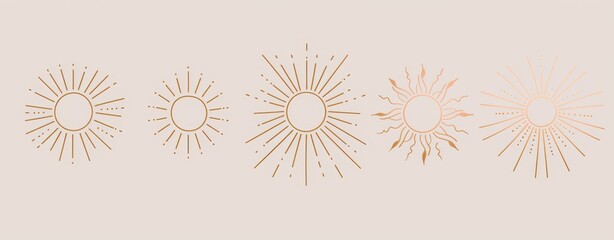 Decorative design elements for decorating, social networking, and posters. Abstract collection isolated on pink background. Boho design elements for decorating.