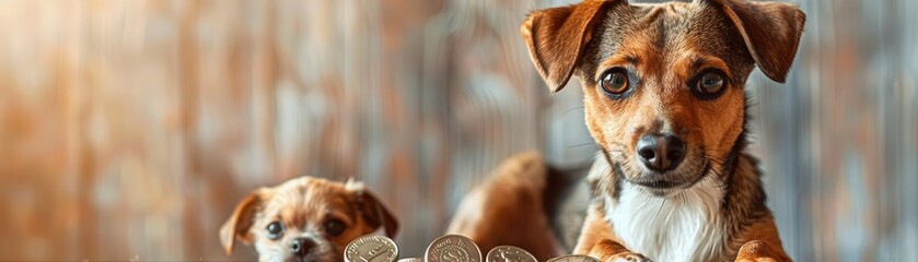 Watercolor style, pet care expenses chart, investments, detailed financial planning