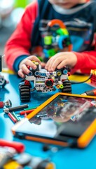 Child Programming Robot with Tablet - Educational STEM Activity for Kids, Design for Print, Poster