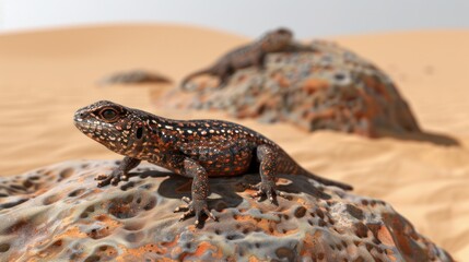 Desert Lizard on a Rock.