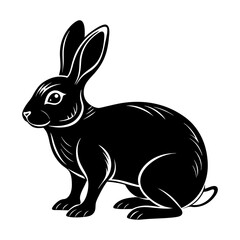 Fototapeta premium a black and white drawing of a rabbit with big eyes