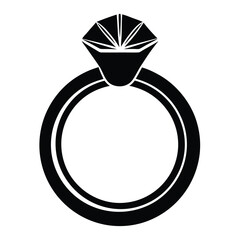 Engagement or wedding ring  silhouette black vector