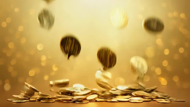 Dropping Coins with Light Flare Accents