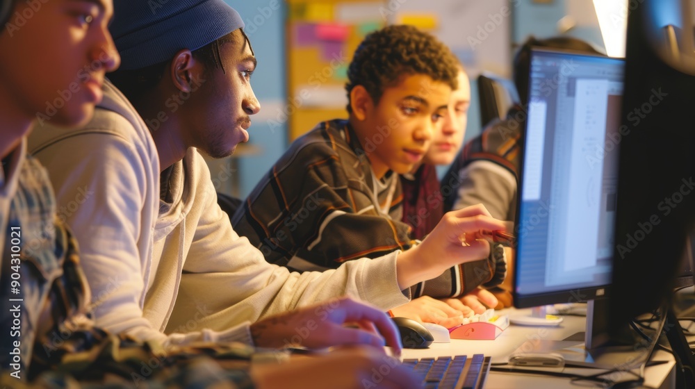 Poster collaborative game design: classmates developing creative video game concepts together
