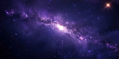 Naklejka premium Deep purple night sky with distant twinkling stars evoking a sense of calm and peace 