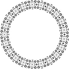 Round frame with abstract shapes pattern. Vector illustration isolated on white background.