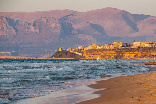 Balestrate Beach, its town and Mount Palmetto