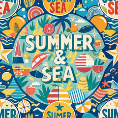 Summer theme background - vector illustration, as a seamless pattern