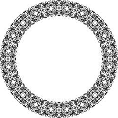 Round frame with abstract shapes pattern. Vector illustration isolated on white background.