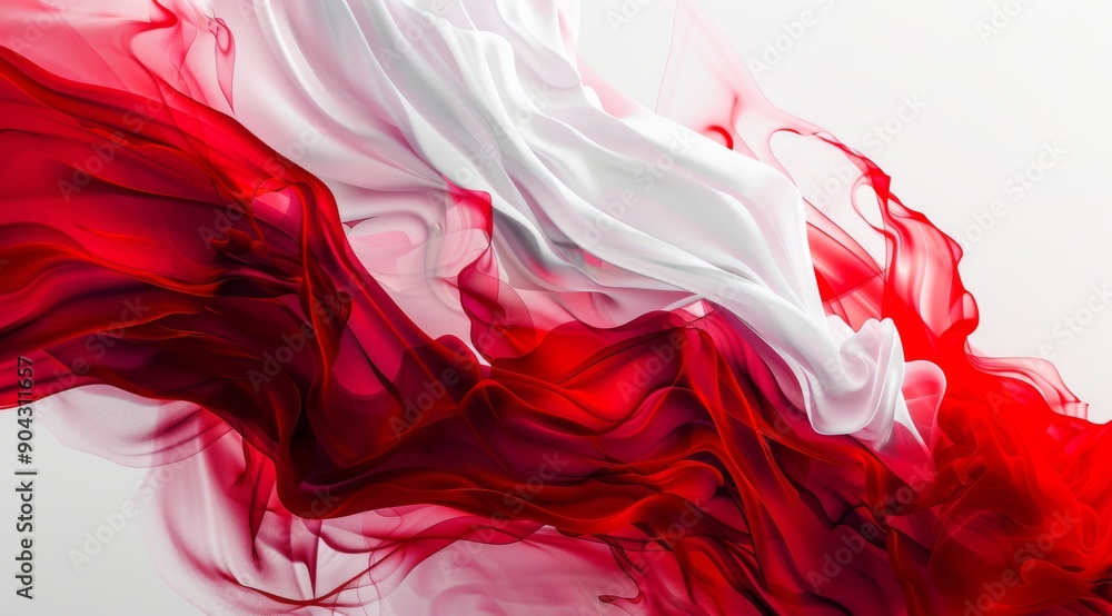 Poster dynamic red and white abstract flowing design that captivates and inspires with elegance