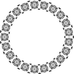 Round frame with abstract shapes pattern. Vector illustration isolated on white background.