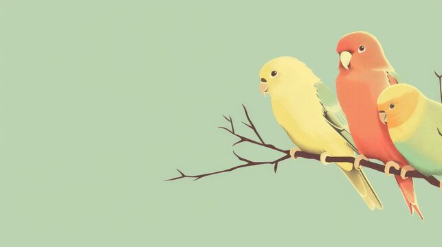colorful birds perched on branch clip art preview