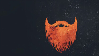 A striking illustration of a fiery red beard and mustache against a dark, textured background, capturing the essence of boldness and style.