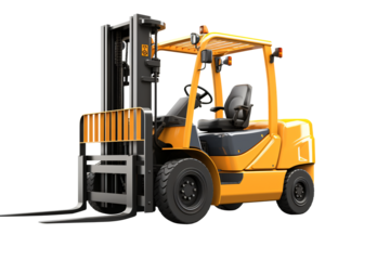 Forklift truck isolated. automated warehouse industry transparent electric load car for stock shipment various color.