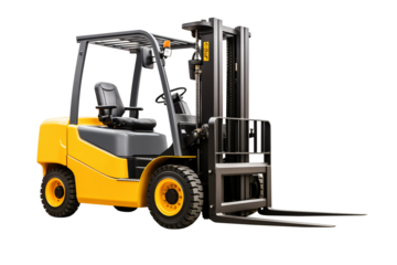 Forklift truck isolated. automated warehouse industry transparent electric load car for stock shipment various color.