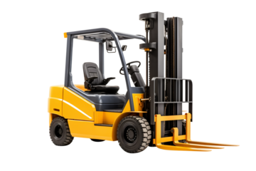 Forklift truck isolated. automated warehouse industry transparent electric load car for stock shipment various color.