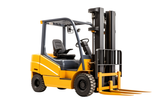Forklift truck isolated. automated warehouse industry transparent electric load car for stock shipment various color.