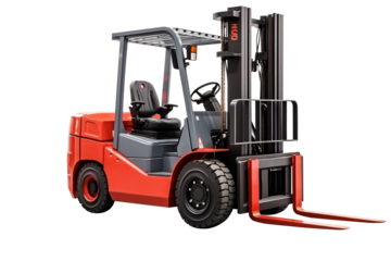 Forklift truck isolated. automated warehouse industry transparent electric load car for stock shipment various color.
