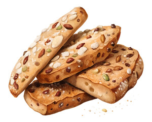Delicious Assortment of Nutty Biscotti on White Background Ready to Enjoy