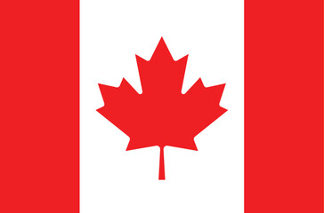 Flat vector illustration of Canadian flag. Canada flag design. 