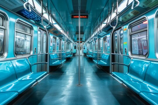 Interior of a Subway Car with Visible Safety Instructions and Guidelines for Passenger Awareness