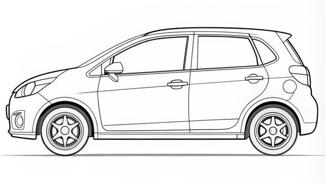 white car side view outline drawing clip art preview