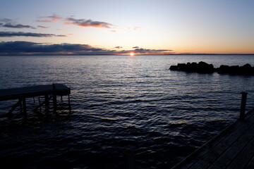 Winter sunset over Lake Llanquihue in the Chilean Lake District