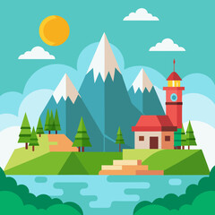 Obraz premium Professional Vector Illustration of Landscapes for Creative Projects