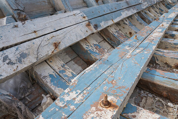 detail of a destroyed fishing boat
