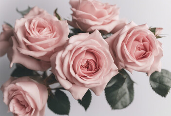 Pink rose flowers in a floral arrangement isolated on white or transparent background