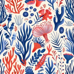 Whimsical eco-friendly seamless pattern with cute animals and plants, pastel colors, nature-inspired design, playful and bright