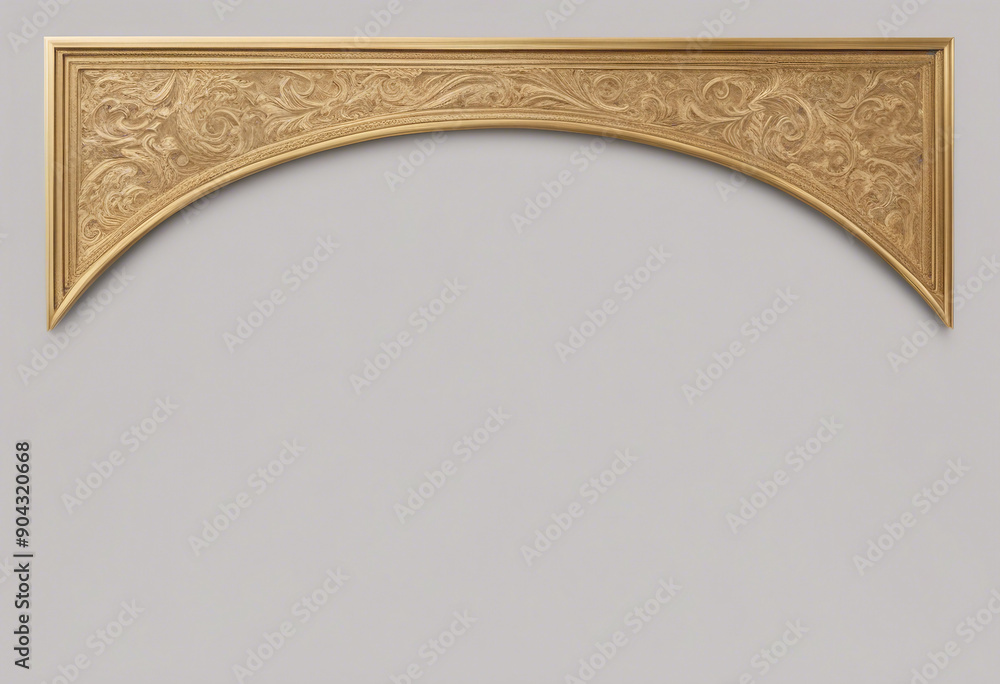 Poster rectangle subtle gold frame for web presentation horizontal border in oriental style with transparen