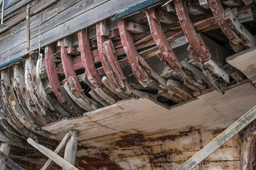 detail of a destroyed fishing boat