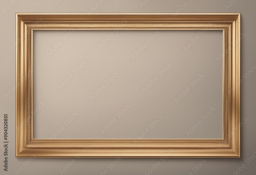 Poster rectangle subtle gold frame for web presentation horizontal border in oriental style with transparen