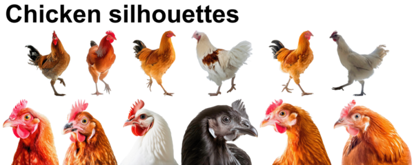 chicken silhouette hen rooster collection set group