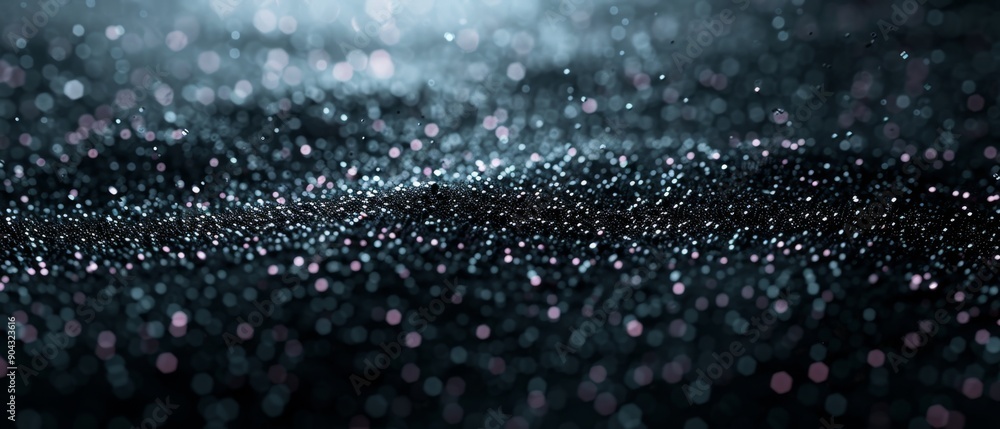 Poster minimalistic tech illustration of big data visualization with organized particles forming