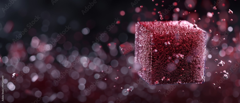 Poster tech-inspired illustration of big data, featuring particles merging from disordered
