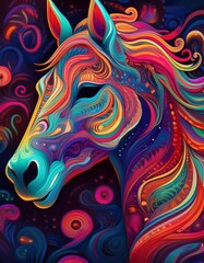 Psychadelic theme Horse. Chinese New Year symbol