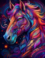 Psychadelic theme Horse. Chinese New Year symbol