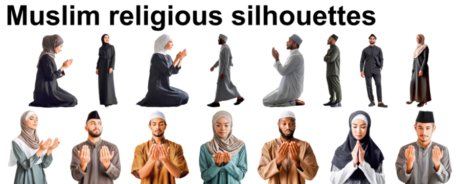 muslim religious silhouette islam collection set group