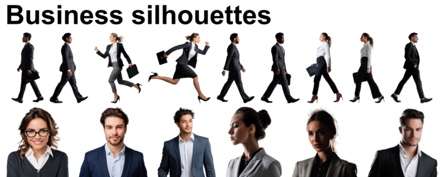 business silhouette businessman businesswoman collection set group