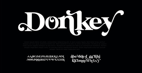 Donkey Elegant Font Uppercase Lowercase and Number. Classic Lettering Minimal Fashion Designs. Typography modern Serif fonts regular decorative vintage concept. vector illustration