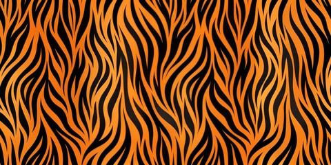 Tiger Stripes Orange and Black Wavy Pattern, Animal Print, Wildlife, Stripes, Design, Texture