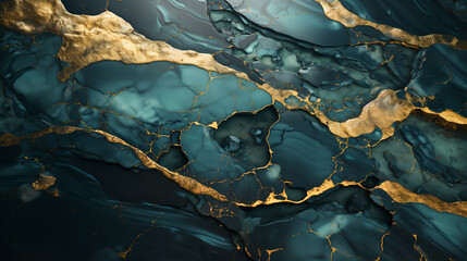 Fototapeta premium astarte.ai: Luxurious Emerald and Gold Marbled Abstract