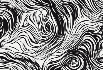 Wavy and swirled brush strokes vector seamless pattern Bold curved lines and squiggles ornament Seam