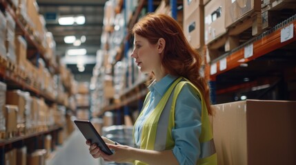 The warehouse worker with tablet