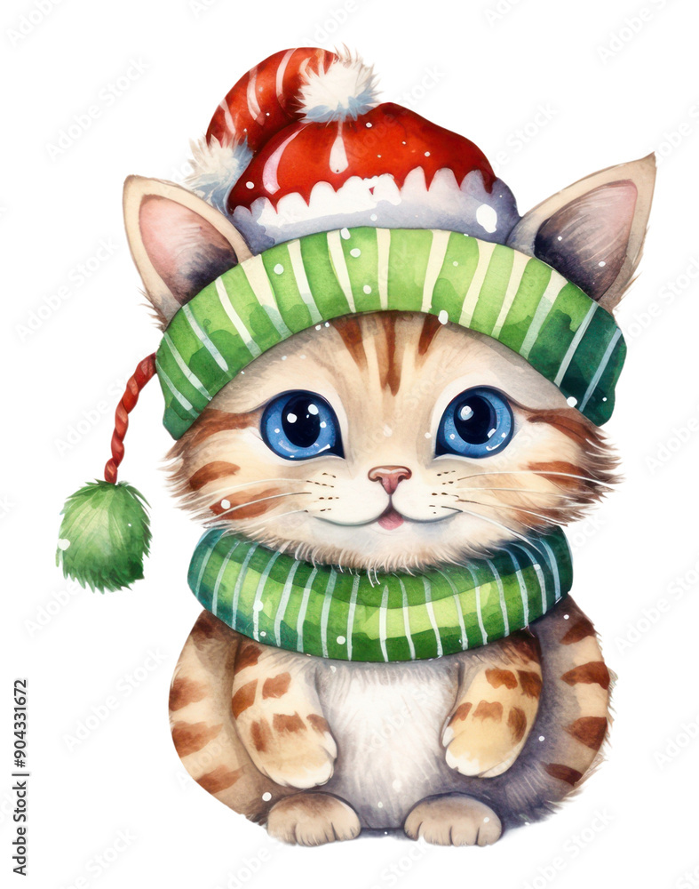 Poster PNG Christmas mammal pet cat.